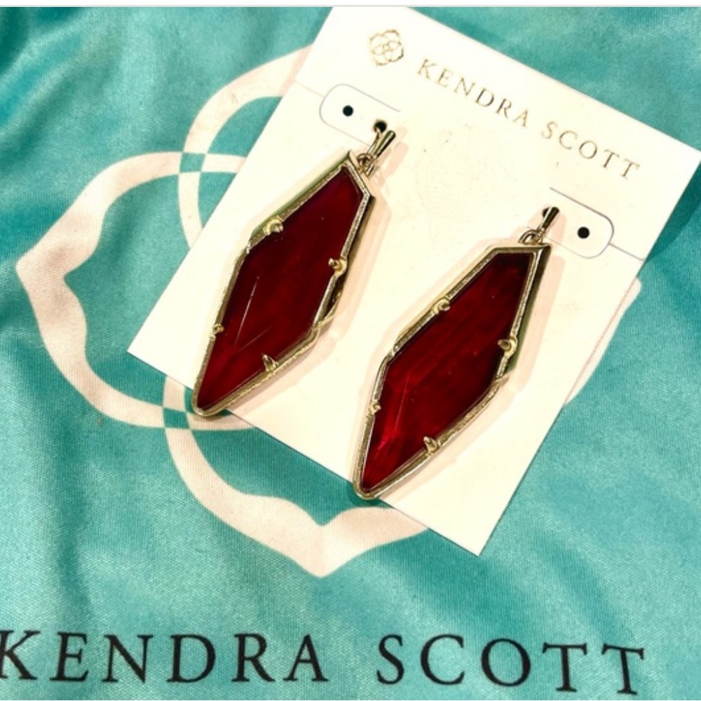 Kendra Scott Bexley Geometric Ruby Red Stone Drop… - image 2